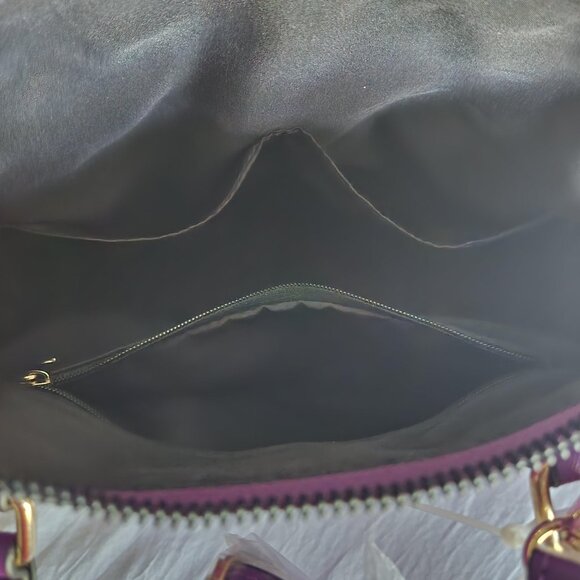 Trina Turk Purple Tote, Detachable strap, Dual handle, goldtone hardware, NWT. - Picture 9 of 11